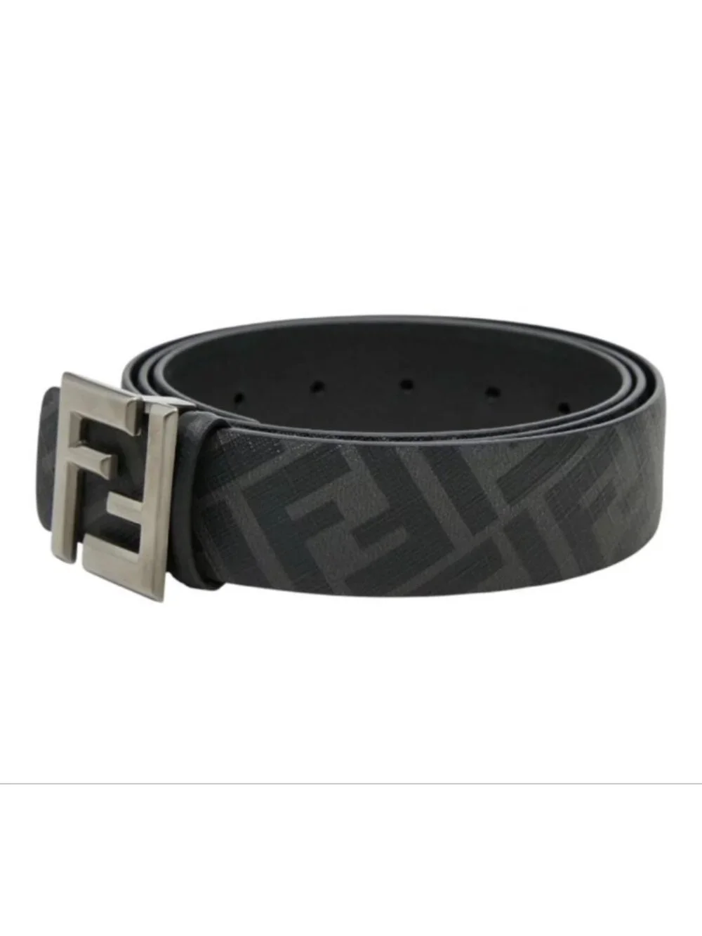 Fendi Zucca FF Logo Square Buckle Reversible Belt